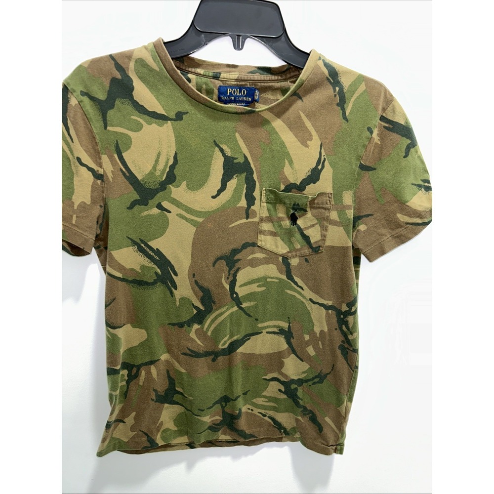 Polo Ralph Lauren Women's Camo Shirt S Black Pony On Pocket Short Sleeve
